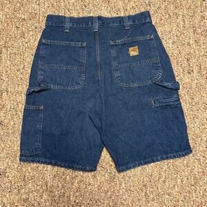 Vintage Carhartt Men's Size 32 Blue Denim Carpenter Jean Shorts B184 DST